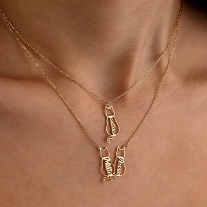 Personalized Named Cat Necklace, Cat Named Necklace