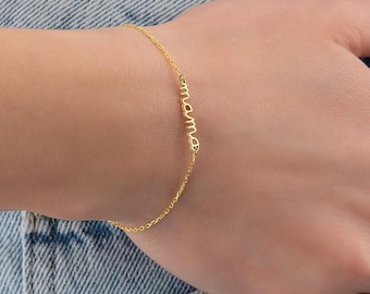 18k Gold Mama Name Bracelet, Mama Bracelet for Women, Personalized Jewelry, Mom Bracelet, Perfect Gift for Mom and Wife, New Mom Gift