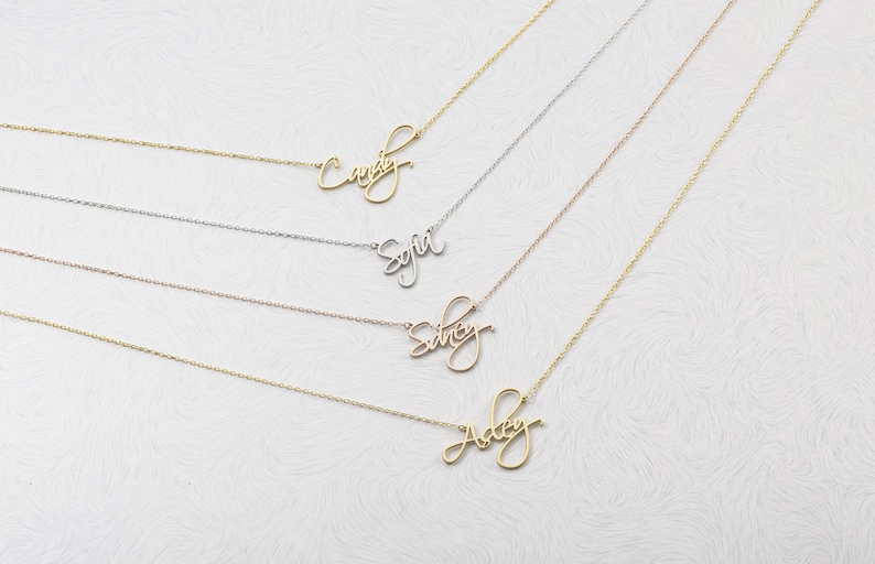 Dainty Script Name Necklace, Name Necklace, Mother's Day Gift, Gold Name Necklace, Personalized Jewelry, Gift For Mom, New Mom Gift image 9
