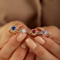 Birthstone Ring for Lover, Birthstone Ring for Mother, Dainty Birthstone Heart Ring, Birthstone Jewelry, Personalized Ring, Gifts for Mother