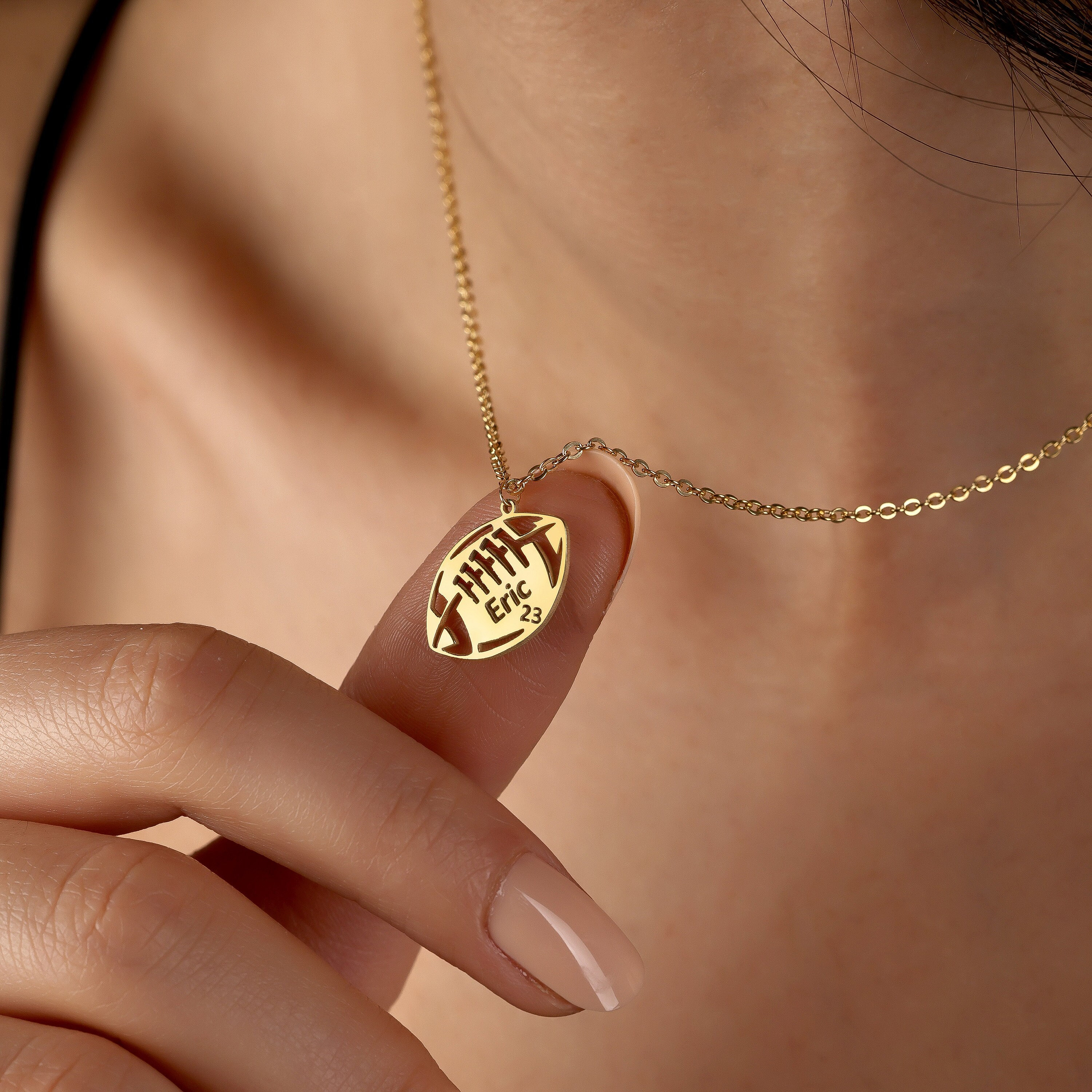 Sterling Silver Football Number Necklace: Personalized Sports Jewelry
