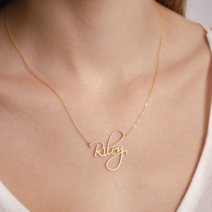 Dainty Script Name Necklace, Name Necklace, Mother's Day Gift, Gold Name Necklace, Personalized Jewelry, Gift For Mom, New Mom Gift image 3