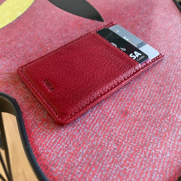Roter Leder-Cardholder.  Red Leather Cardholder. Personalisierter Leder-Kartenhalter. EC-Kartenhalter. Red Credit-Card-holder