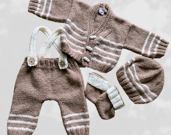 Ensemble naissance beige et blanc