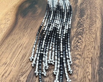 Black and silver fringe earrings