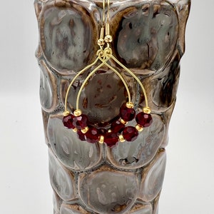 Crystal beaded hoops(red)