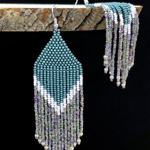 Silver/matte green earrings