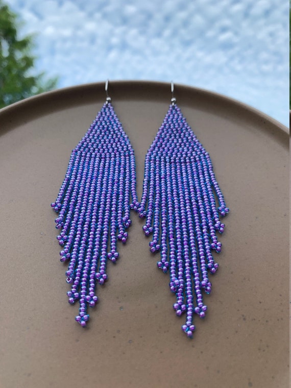 Purple on sale fringe earrings