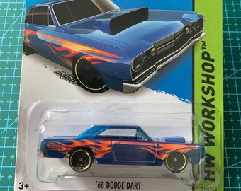 Hot Wheels 1968 Dodge Dart- Blue With Orange Flames-2015 HW