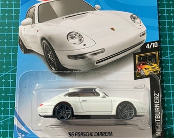 Hot Wheels 1996 Porsche Carrera-White With Grey Wheels Long Card-Hard to Find Collector Miniature Model 1/64