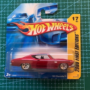 Hot Wheels 1969 Chevrolet Chevelle SS-Dark Red Black Interior-2008 First Editions Short Card-Hard to Find Collector Miniature Model 1/64
