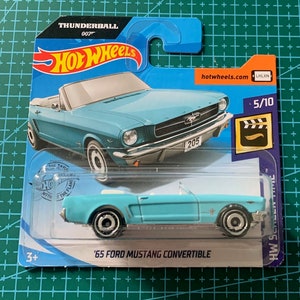 Hot Wheels 1965 Ford mustang Cabriolet 007 Thunderball-Hellblau Kurz Karte schwer zu finden Sammler Miniatur Modell 1/64