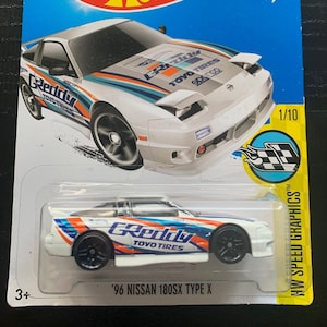 Hot Wheels 1996 Nissan 180SX Type X-White With Black Wheels- Long Card -Hard to Find Collector Miniature Model 1/64