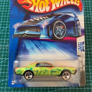 Hot Wheels 1968 Mercury Cougar-Brown With Graffiti Decals-2004 Tag Rides-Long Card-Hard to Find Collector Miniature Model 1/64