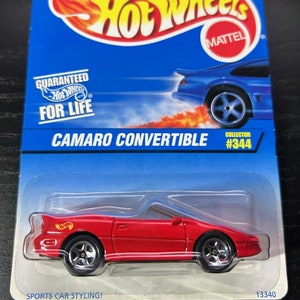 Hot Wheels Chevrolet Camaro Cabrio-Rot Mit Schwarzem Interieur-1995 Lange Karte-Schwer zu Finden Sammler Miniatur Modell 1/64