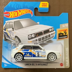 Hot Wheels Lancia Delta Integrale-White With White Wheels Short Card-Hard to Find Collector Miniature Model 1/64