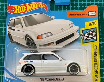 ホットウィール 1990 ホンダ シビック EF - ホワイト、ブラック
