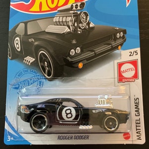 Hot Wheels Rodger Dodger 8 Ball-Schwarz Lange Karte-Mattel Spiele-Schwer zu Finden Sammler Miniatur Modell 1/64