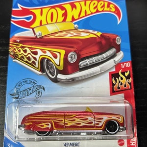 Hot Wheels 1949 Quecksilber-Rot mit Flammen-lange Karte-schwer zu finden Sammler Miniatur Modell 1/64