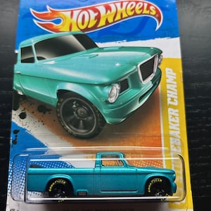 Hot Wheels 1963 Studebaker Champ-Blue / Türkis mit schwarzen Rädern-2011 HW Premiere-Lange Karte-Schwer Sammler Miniatur Modell 1/64 zu finden