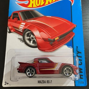 Hot Wheels Mazda RX-7 - Dunkelrot mit Grauem Interieur - 2013 Lange Karte - Schwer zu finden Sammler Miniatur Modell 1/64