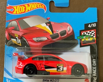 Hot Wheels BMW M3 GT2- Red Short Card-HW Race Day-Hard to Find Collector Miniature Model 1/64
