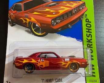 Hot Wheels Plymouth '71 Hemi Cuda - Série Workshop Heat Fleet 2015 - Bleu Foncé - Neuf