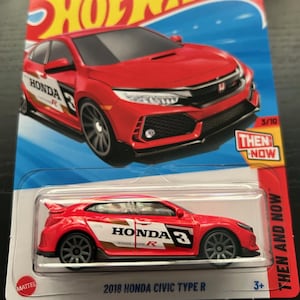 Hot Wheels 2018 honda Civic Type R rot mit schwarzem Innenraum - lange Karte - schwer zu finden Sammler Miniatur Modell 1/64