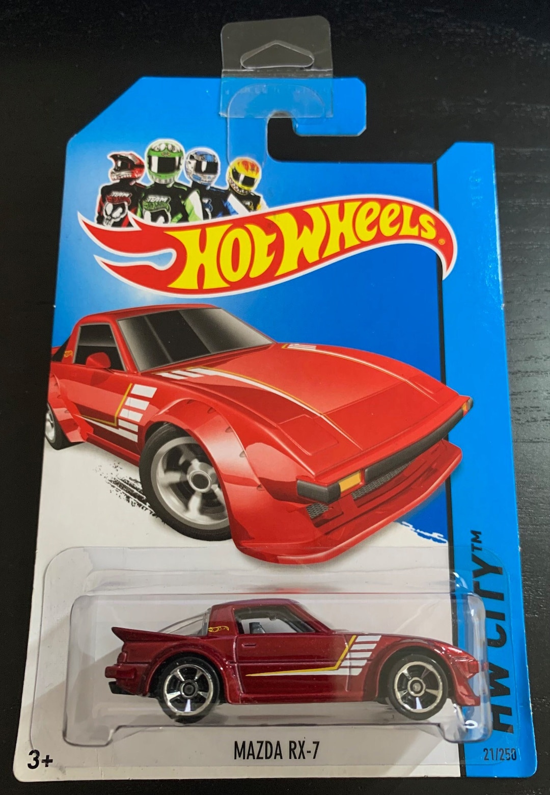 Hot Wheels Mazda Rx-7-dark Red With Grey Interior- 2013 Long Card