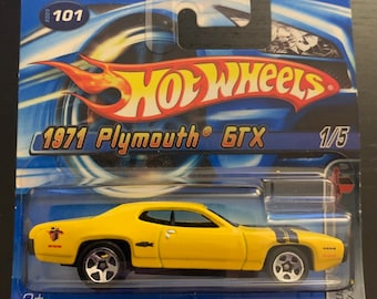 Hot Wheels 1971 Plymouth Gtx-yellow With Black Stripes-short Card
