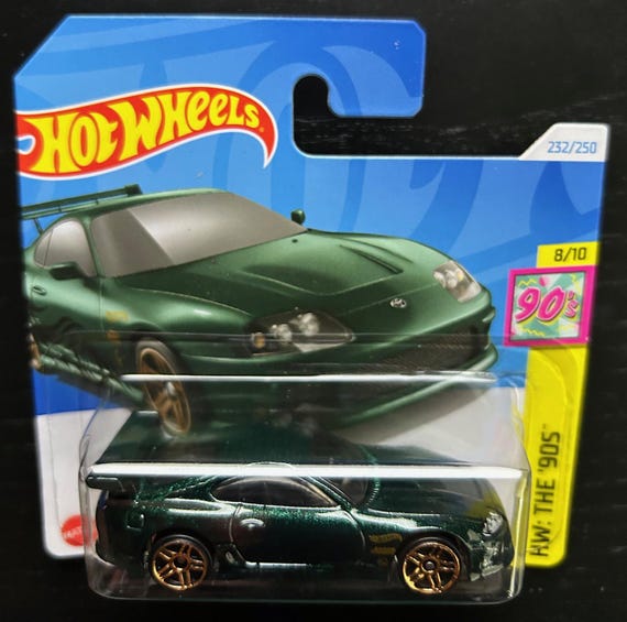 Hot Wheels Toyota Supra-green With Gold Wheels-short Card -hard to