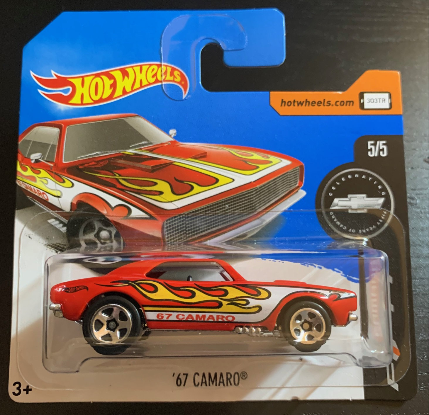 Hot Wheels 1967 Chevrolet Camaro-red With Flames-2017 Short Card