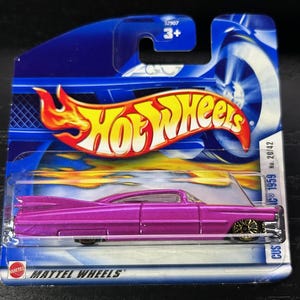 Hot Wheels 1959 Cadillac-Custom-Purple Mit Gold Wheels-2002 Kurze Karte-Schwer zu finden Sammler-Miniatur-Modell 1/64
