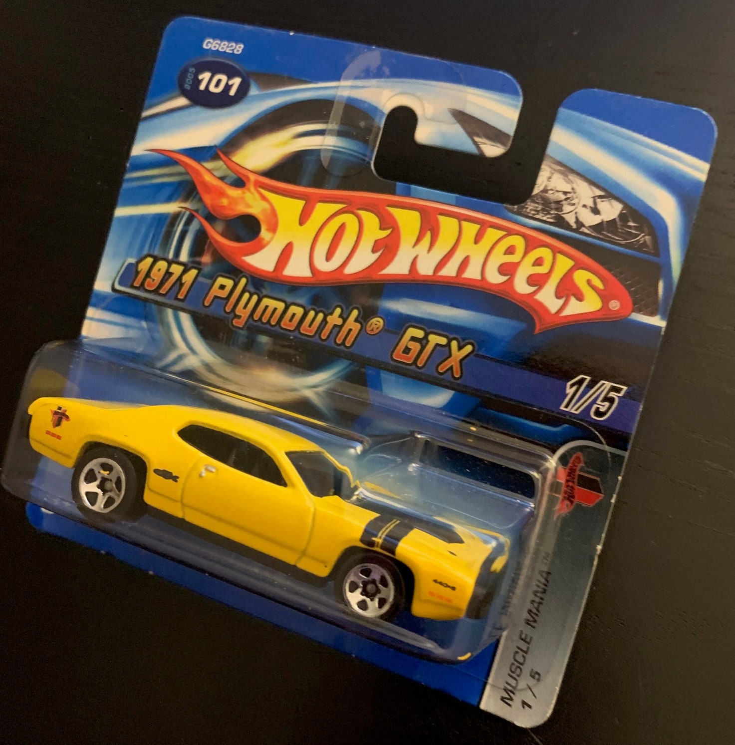Hot Wheels 1971 Plymouth Gtx-yellow With Black Stripes-short Card