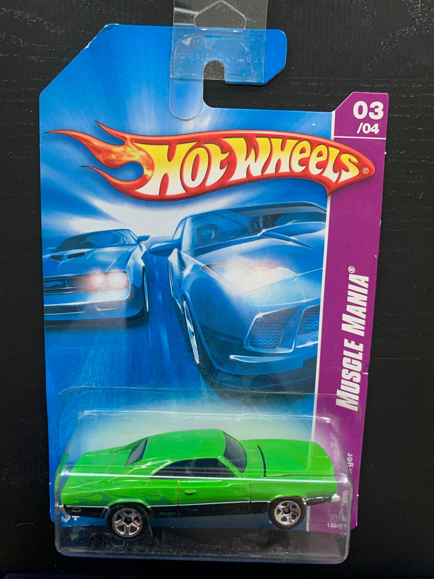 Hot Wheels 1969 Dodge Charger-green and Black-2008 Long Card