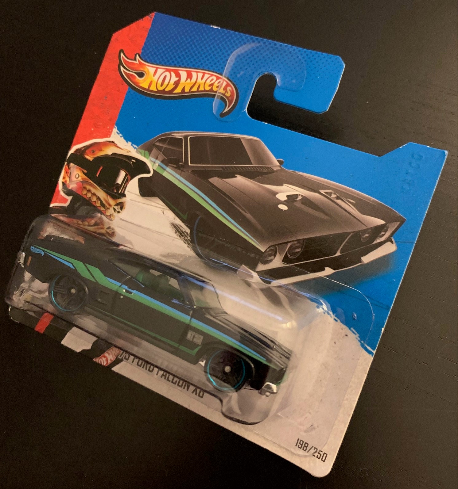 Hot Wheels 1973 Ford Falcon XB- Black With Green Stripes-2013