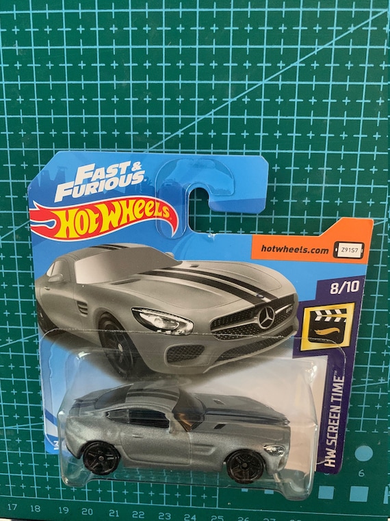 Hot Wheels Fast and Furious 2015 Mercedes amg Gt grey With Black Stripes short Card hard to Find Collector Miniature Model 1 64 Etsy