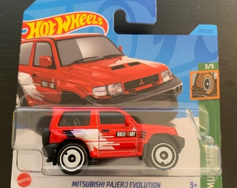 Hot Wheels Mitsubishi Pajero Evolution- Red With Black Interior-Short Card -Hard to Find Collector Miniature Model 1/64