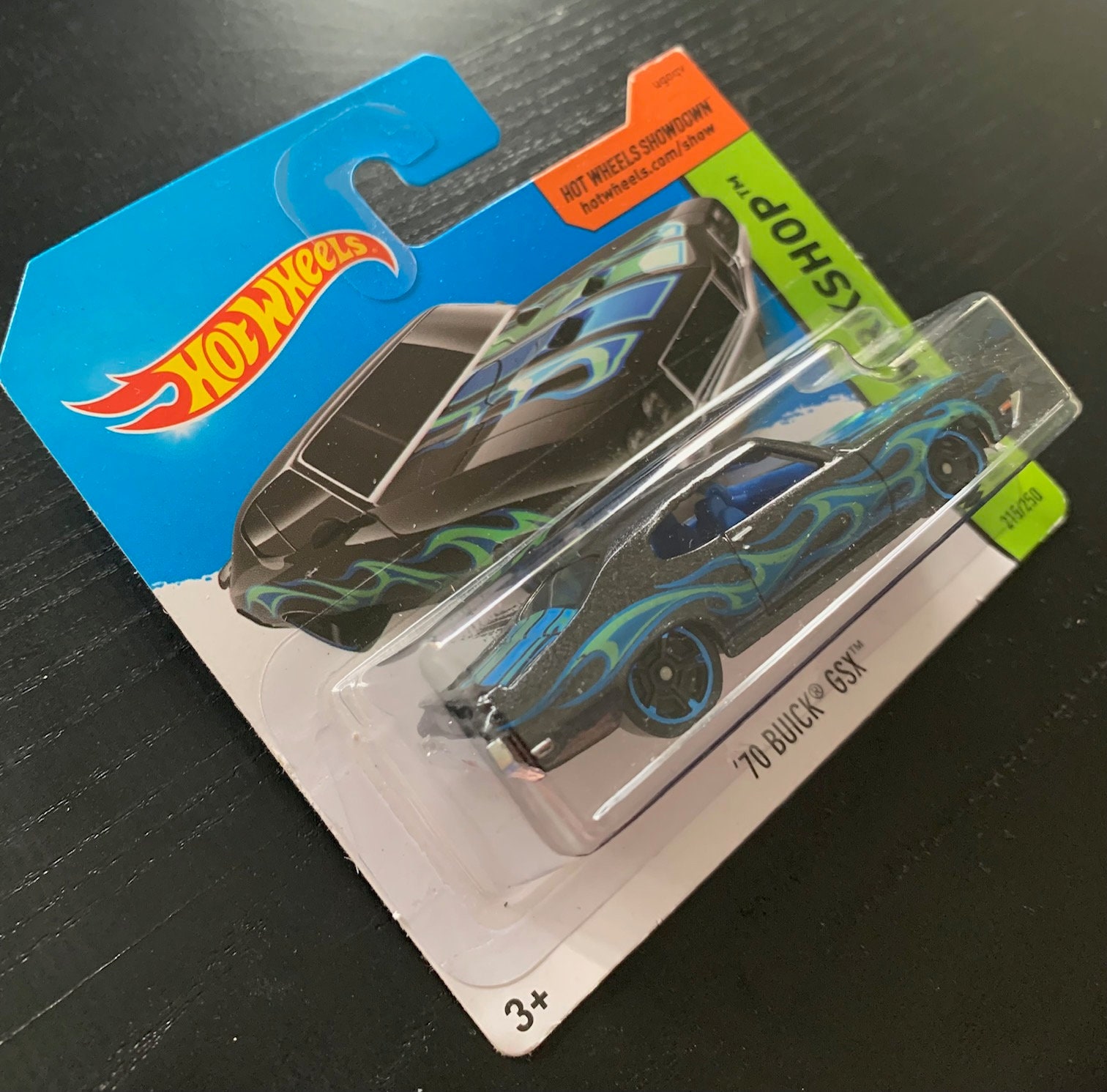 Hot Wheels 1970 Buick Gsx-black With Flames-short Card -hard to