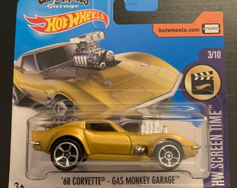Hot Wheels 1968 Chevrolet Corvette-gas Monkey Garage-gold-long