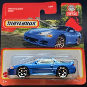 Streichholzschachtel 1994 MITsubibihan 3000GT-Blau mit Schwarzer Innenausstattung-Kurze Karte-Ein schwer zu findendes Sammler-Miniaturmodell 1/64