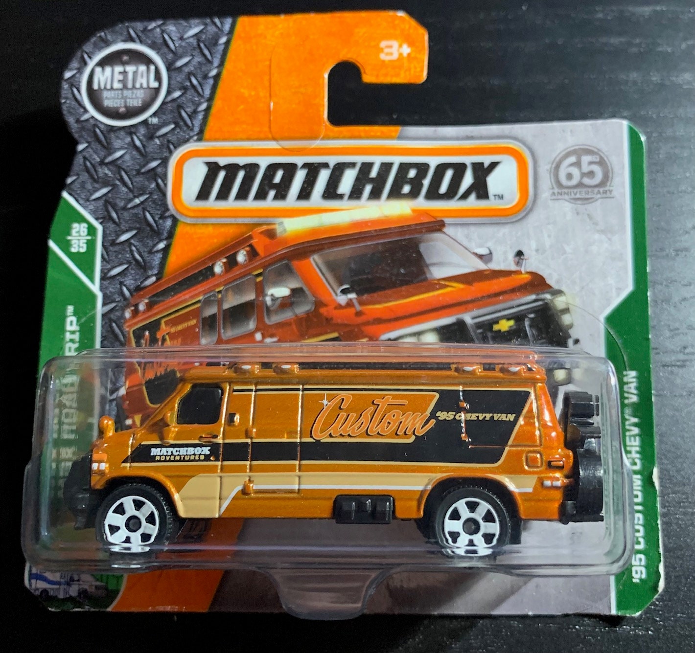 Matchbox 1995 Chevrolet Custom Van-brown With Black Motorcycle on