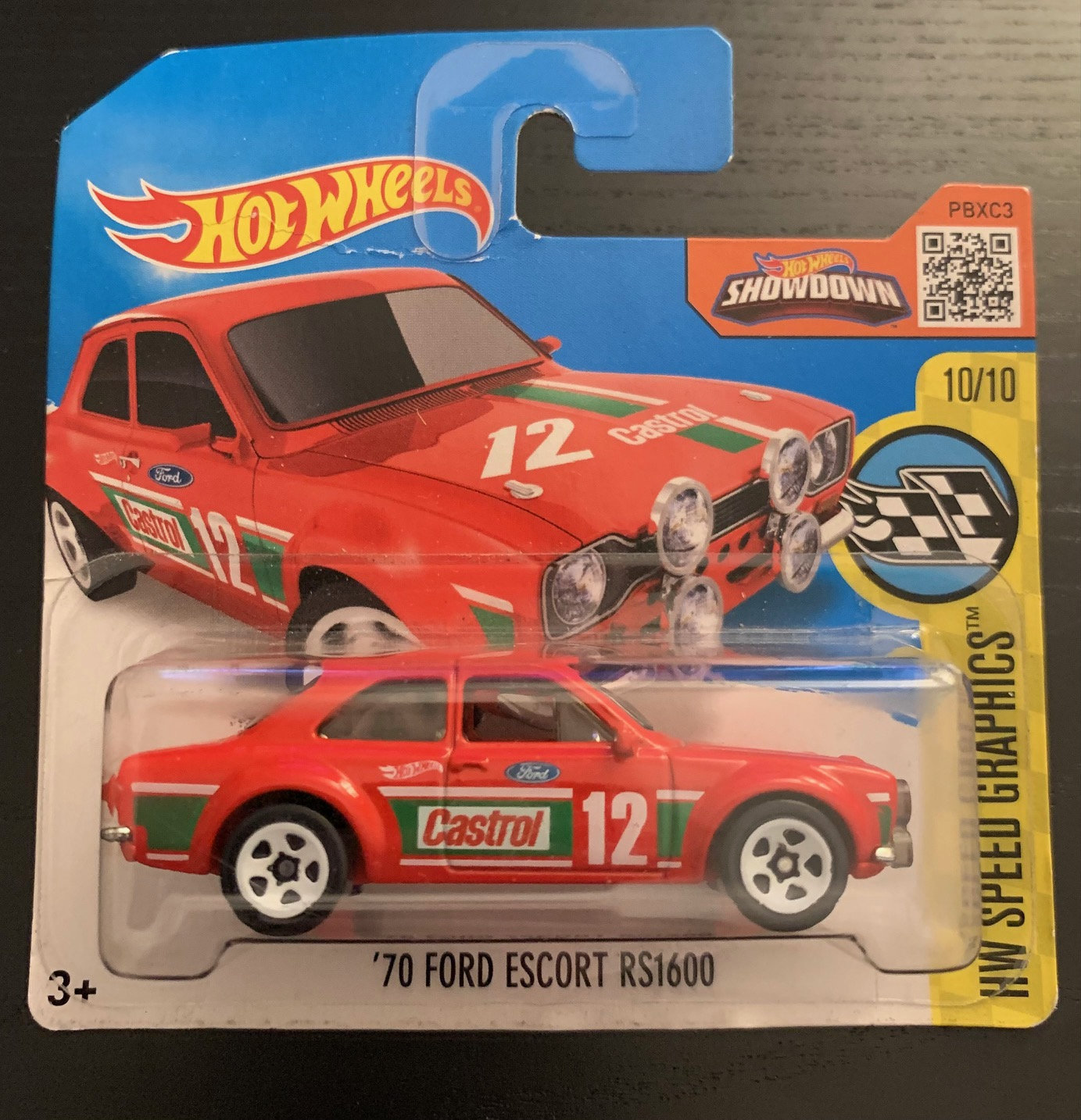 Hot Wheels 1970 Ford Escort RS1600- Red With Green/white Stripe