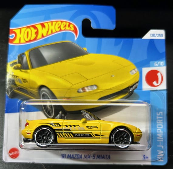 ホットウィール 1991 マツダ MX-5 ミアータ - イエロー、ブラック