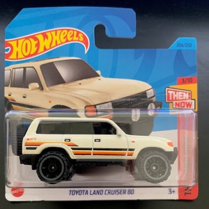 Hot Wheels Toyota Land Cruiser 80-Creme com interior preto - Cartão curto - Difícil de encontrar modelo miniatura de colecionador 1/64