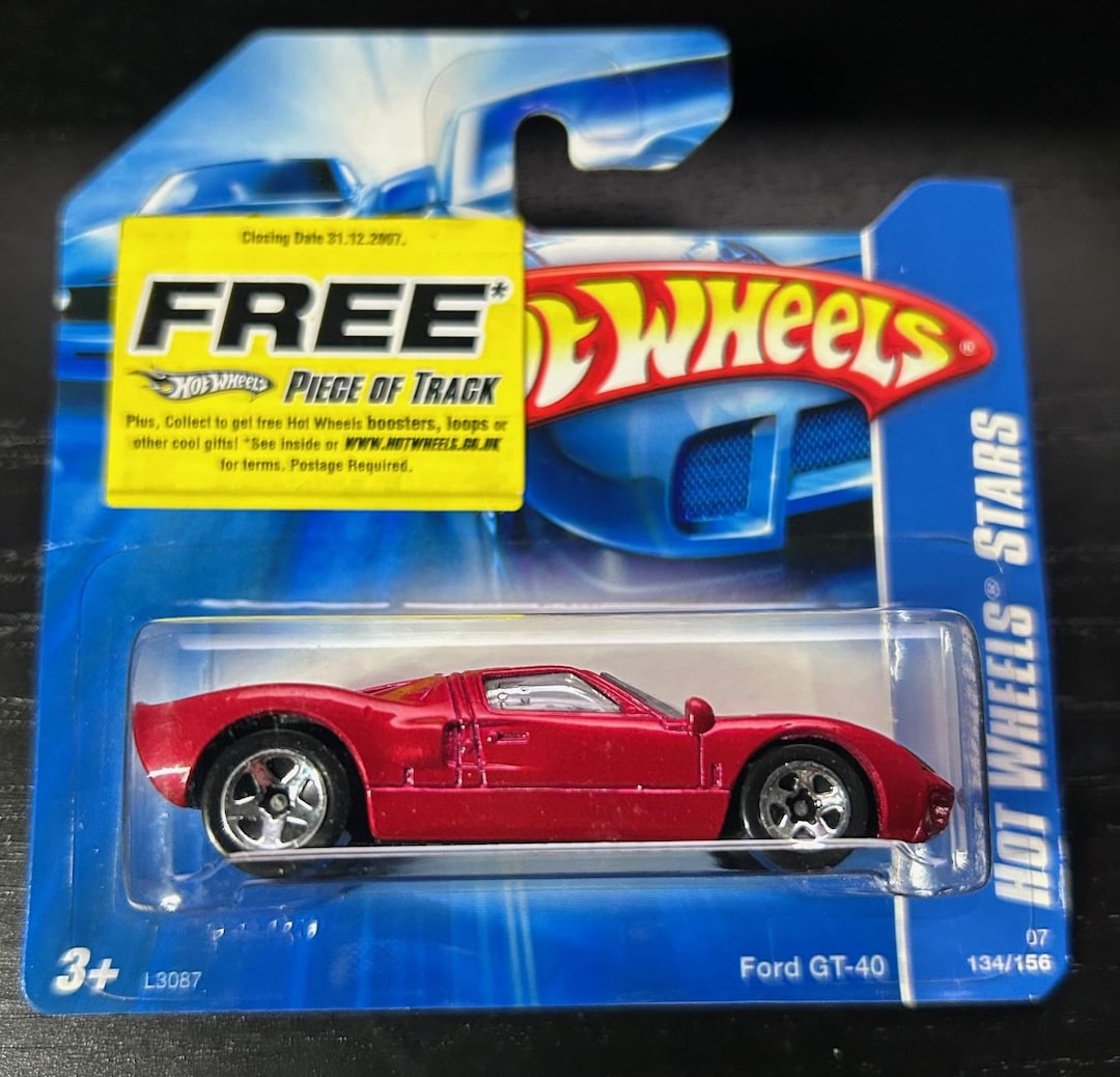 Hot Wheels Ford Gt-40-red With White Stripes-2007 Short Card-hard