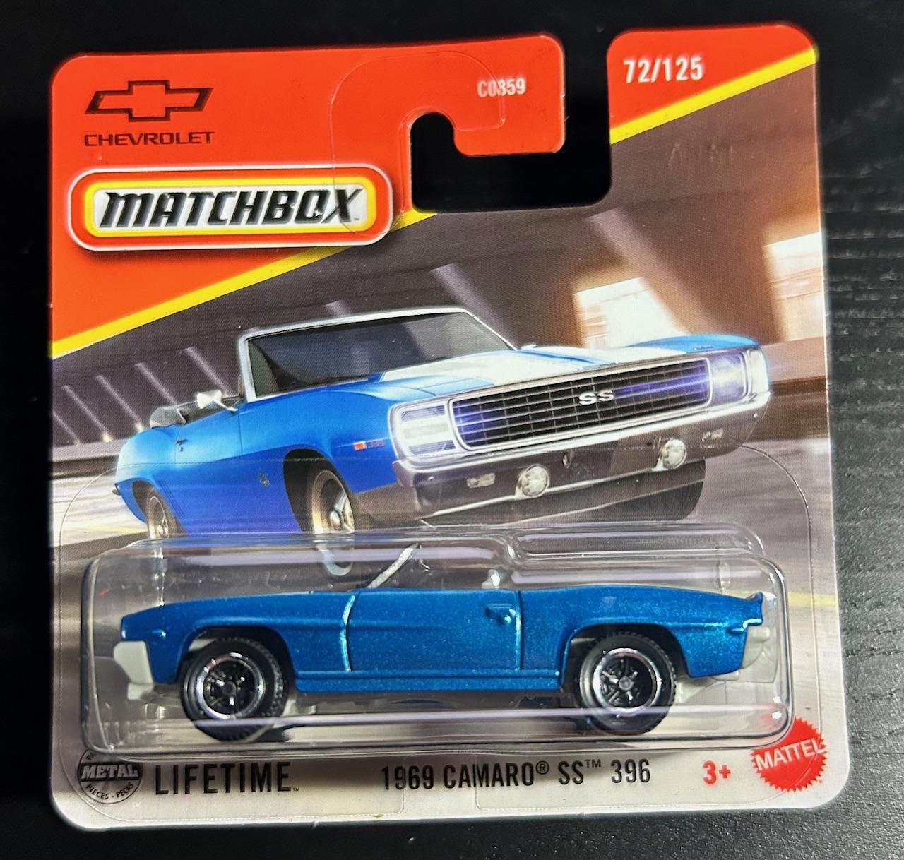 Matchbox 1969 Chevrolet Camaro SS 396-blue With White Stripes 