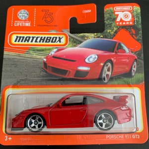 Streichholzschachtel 2007 Porsche 911 ID-Rot mit Schwarzem Innenleben-Kurze Karte- MBX Metall-Schwer zu Finden Sammler Miniatur Modell 1/64