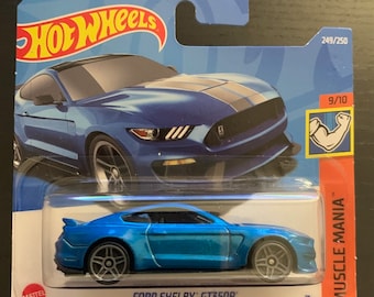 Hot Wheels Ford Shelby GT350R-Blue With Silver Stripe-Short Card-Hard to Find Collector Miniature Model 1/64