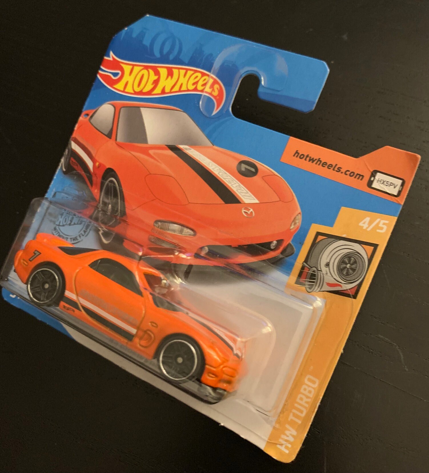 Hot Wheels 1995 Mazda RX-7 Orange -short Card- HW Turbo-hard to